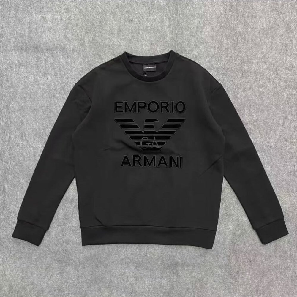 Emporio Armani Men's Double Jersey Sweatshirt with Oversized Eagle Velvet Patch - Picture 5 of 12